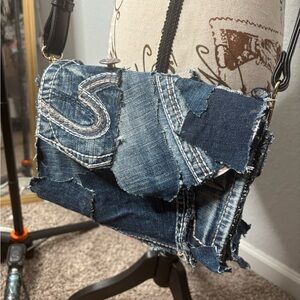 Stylish Patchwork Denim Crossbody Bag